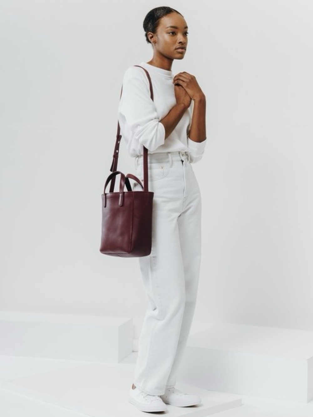BAGGU Box Mulberry 
 Leather Top-Handle Tote Crossbody Bag - Picture 16 of 16